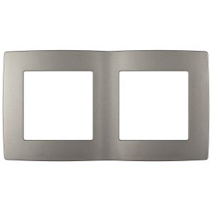 Рамка для розеток и выключателей ЭРА Серия 12 12-5002-16 на 2 поста, титан Рамка для розеток и выключателей ЭРА Серия 12 12-5002-16 на 2 поста, титан