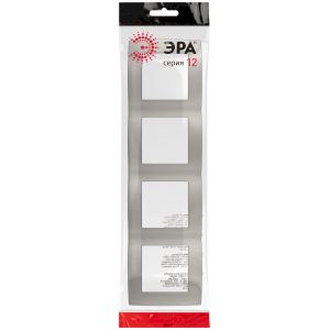 Рамка для розеток и выключателей ЭРА Серия 12 12-5004-16 на 4 поста, титан