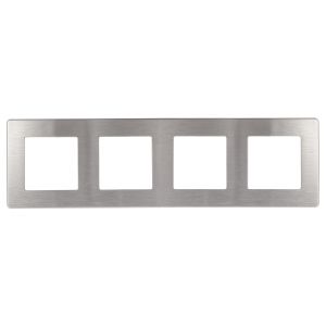 Рамка для розеток и выключателей ЭРА Серия 12 12-5104-03 на 4 поста, Сатин, алюминий