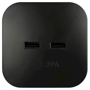Разветвитель электрический ЭРА SP-4-USB-B на 4 розетки 220V + 2xUSB 2400mA, без заземл 10А (черный)