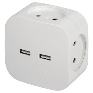 Разветвитель электрический ЭРА SP-4-USB-W на 4 розетки 220V + 2xUSB 2400mA, без заземл 10А (белый) Разветвитель электрический ЭРА SP-4-USB-W на 4 розетки 220V + 2xUSB 2400mA, без заземл 10А (белый)
