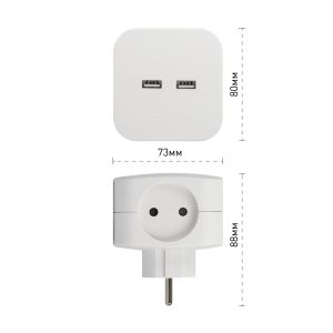 Разветвитель электрический ЭРА SP-4-USB-W на 4 розетки 220V + 2xUSB 2400mA, без заземл 10А (белый) Разветвитель электрический ЭРА SP-4-USB-W на 4 розетки 220V + 2xUSB 2400mA, без заземл 10А (белый)