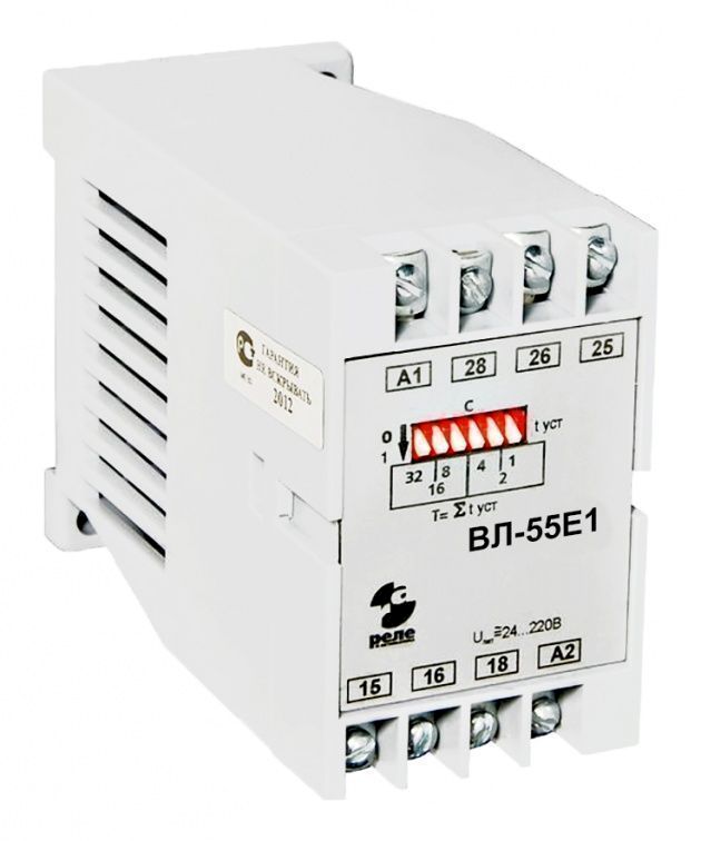 Реле времени ВЛ-55 Е1 1сек- 63сек 2перекл., 8А универсальное питание Реле времени ВЛ-55 Е1 1сек- 63сек 2перекл., 8А универсальное питание