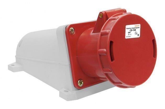 Розетка 134 стац. ОУ 3Р+PE 63А 380В IP54 Розетка 134 стац. ОУ 3Р+PE 63А 380В IP54