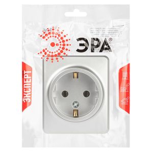 Розетка ЭРА Эксперт 11-2203-03 2P+E Schuko IP20 16A-250В ОУ алюминий