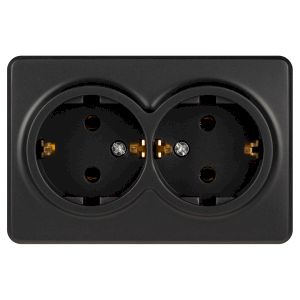 Розетка ЭРА Эксперт 11-2205-05 двойная с заземлением 2х2P+E Schuko IP20 16A-250В ОУ антрацит