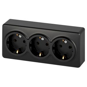 Розетка ЭРА Эксперт 11-2208-05 тройная с заземлением 3х2P+E Schuko, IP20, 16A-250В, ОУ, антрацит Розетка ЭРА Эксперт 11-2208-05 тройная с заземлением 3х2P+E Schuko, IP20, 16A-250В, ОУ, антрацит