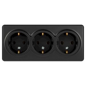 Розетка ЭРА Эксперт 11-2208-05 тройная с заземлением 3х2P+E Schuko, IP20, 16A-250В, ОУ, антрацит Розетка ЭРА Эксперт 11-2208-05 тройная с заземлением 3х2P+E Schuko, IP20, 16A-250В, ОУ, антрацит