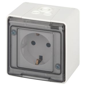 Розетка ЭРА Эксперт 11-2501-01 2P+E IP55, 16A-250В, ОУ, белый