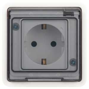 Розетка ЭРА Эксперт 11-2521-01 2P+E IP55, 16A-250В, СУ, белый