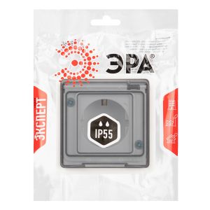 Розетка ЭРА Эксперт 11-2521-01 2P+E IP55, 16A-250В, СУ, белый