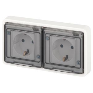 Розетка ЭРА Эксперт 11-2523-01 2х2P+E гориз. IP55, 16A-250В, СУ, белый Розетка ЭРА Эксперт 11-2523-01 2х2P+E гориз. IP55, 16A-250В, СУ, белый