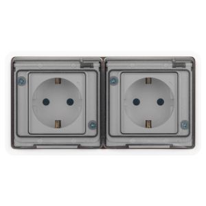 Розетка ЭРА Эксперт 11-2523-01 2х2P+E гориз. IP55, 16A-250В, СУ, белый Розетка ЭРА Эксперт 11-2523-01 2х2P+E гориз. IP55, 16A-250В, СУ, белый