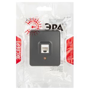 Розетка ЭРА Эксперт 11-3203-05 информационная RJ45, IP20, ОУ, антрацит