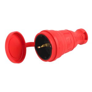 Розетка ЭРА R8-RED-IP44 каучуковая c заземлением прямая 16A IP44 красная