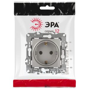 Розетка ЭРА Серия 12 12-2101-16 2P+E Schuko, 16А-250В, титан