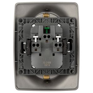 Розетка ЭРА Серия 12 12-2106-16 , 2X2P+E Schuko, 16А-250В, титан