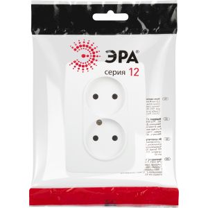 Розетка ЭРА Серия 12 12-2107-01М , 2X2P, 16А-250В, белый матовый Розетка ЭРА Серия 12 12-2107-01М , 2X2P, 16А-250В, белый матовый