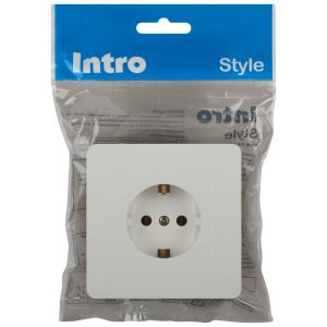 Розетка Intro 7-202-01 Style с заземлением 2P+E Schuko, 16А-250В, IP20, СУ, белый