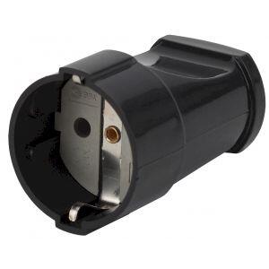 Rx2-B ЭРА Розетка кабельная с/з прямая 16A черная (24/384/4608)