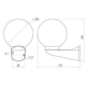 Садово-парковый светильник ЭРА НБУ 01-60-201 шар опаловый настенный IP44 Е27 max60Вт d200mm