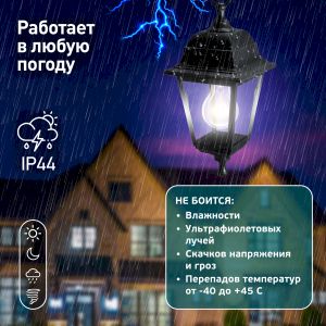 Садово-парковый светильник ЭРА НСУ 04-60-001 черный 4 гранный подвесной IP44 Е27 max60Вт