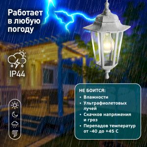 Садово-парковый светильник ЭРА НСУ 06-60-001 белый 6 гранный подвесной IP44 Е27 max60Вт Садово-парковый светильник ЭРА НСУ 06-60-001 белый 6 гранный подвесной IP44 Е27 max60Вт