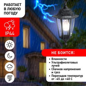 Садово-парковый светильник ЭРА НСУ 06-60-001 черный 6 гранный подвесной IP44 Е27 max60Вт