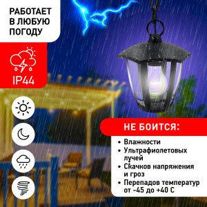Садово-парковый светильник ЭРА НСУ 07-40-002 Марсель 1 черный 6 гранный подвесной IP44 Е27 max40Вт