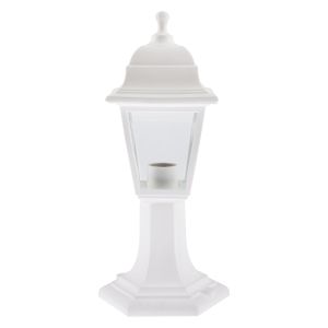 Садово-парковый светильник ЭРА НТУ 04-60-001 белый 4 гранный напольный IP44 Е27 max60Вт