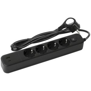 Сетевой фильтр ЭРА USF-4es-1,5m-2xUSBAC-B с базовой защитой с заземлением с выкл. 4 розетки+2xUSBA+C 3,1A 1,5м 10А