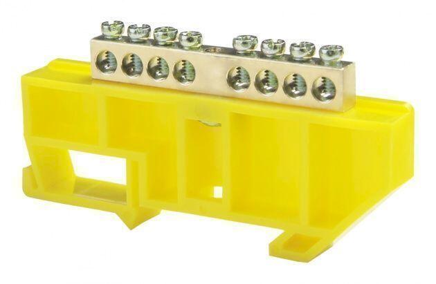 Шина нулевая "N" 8 6х9 мм (с жёлтым DIN-изолятором) Шина нулевая "N" 8 6х9 мм (с жёлтым DIN-изолятором)