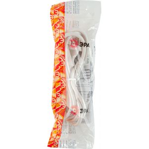 Шнур сетевой с вилкой ЭРА UX-2x0,75-2m-W 2м ПВС 2x0,75мм2 белый Шнур сетевой с вилкой ЭРА UX-2x0,75-2m-W 2м ПВС 2x0,75мм2 белый