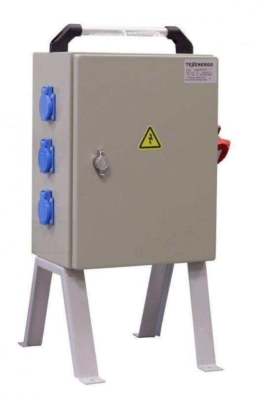 Щит механизации ЩМ- РУСП-   63-3х1П-2х3П-IP54 (ВВ-  63А с 1 УЗО, 3 роз. 1Р+N+PE 16A, 2 роз.3Р+N+PE 1шт-16А, 1шт-32А)