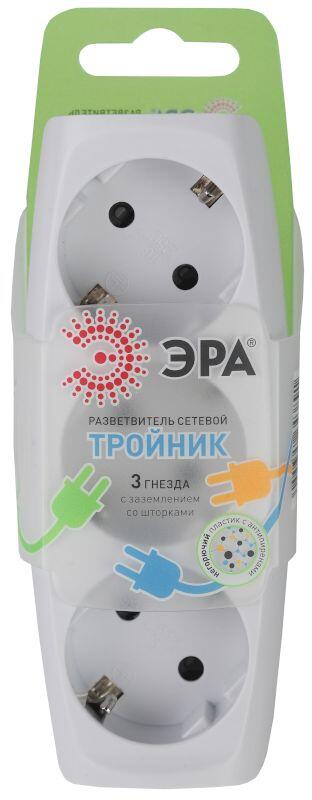SP-3e-W ЭРА Тройник 3гн, c заземл, со шторками (белый) (10/60/720) SP-3e-W ЭРА Тройник 3гн, c заземл, со шторками (белый) (10/60/720)