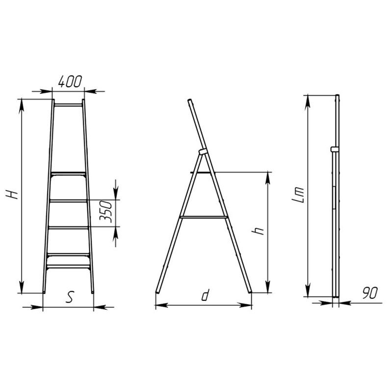 Стремянка диэлектрическая стеклопластиковая с симметричной опорой ССД-3,0 (Н-3,7м, 9ступ, 17кг)