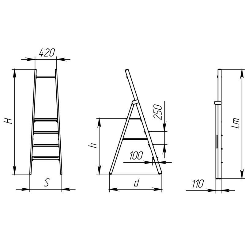 Стремянка диэлектрическая стеклопластиковая с симметричной опорой телеком ССД-3,0 Е Т (Н-3,7м,12ступ