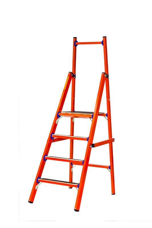 Стремянка стеклопластиковая диэлектрическая с вертикальной опорой телеком СВД-2,0 Е Т (Н-2,7м, 8ступ)