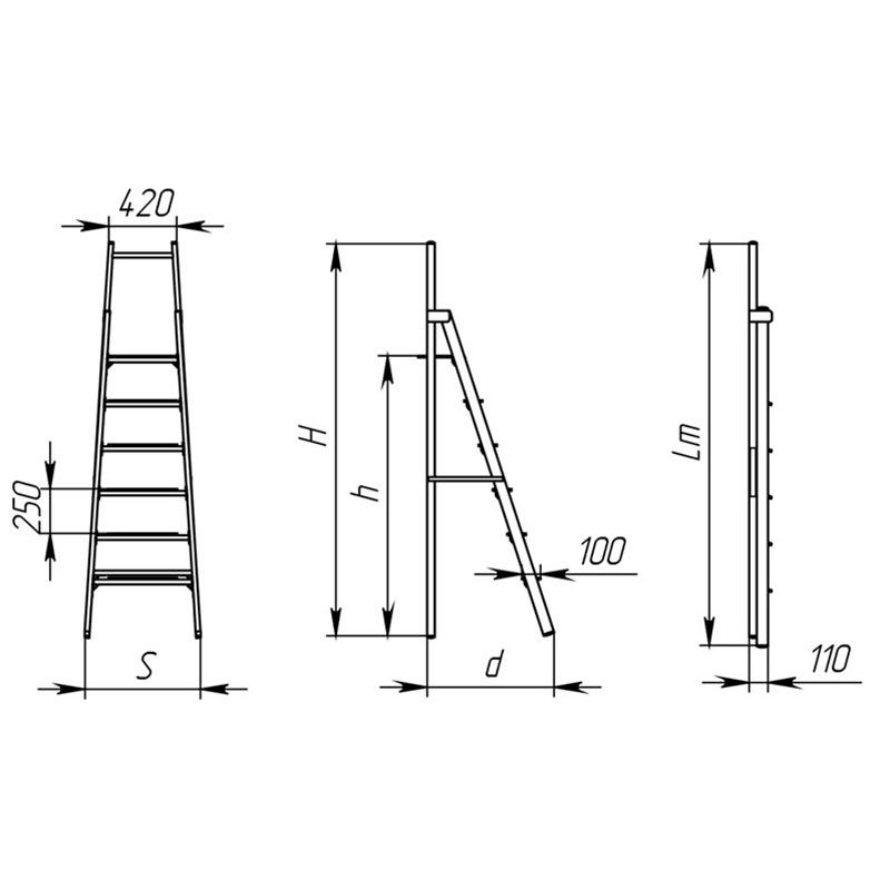 Стремянка стеклопластиковая диэлектрическая с вертикальной опорой телеком СВД-2,0 Е Т (Н-2,7м, 8ступ)