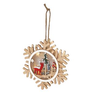 Светильник ЭРА ENGDS-6L новогодний светодиодный Снежинка подвесной 15 см 2*АА