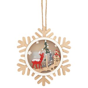 Светильник ЭРА ENGDS-6L новогодний светодиодный Снежинка подвесной 15 см 2*АА