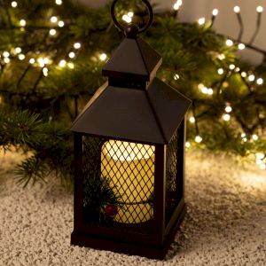 Светильник ЭРА ERANY-DF02 новогодний светодиодный Сочельник черный 3*AАA 10*10*23 см