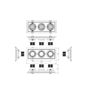 Светильник карданный встраиваемый ЭРА  SKD-13-36-40K-W20 3х20Вт 4000K 5400Лм 390х150х110
