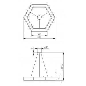 Светильник LED ЭРА Geometria SPO-124-B-40K-051 Hexagon 51Вт 4000К 3900Лм IP40 800*800*80 черный подвесной