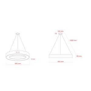 Светильник LED ЭРА Geometria SPO-133-B-40K-045 Ring 45Вт 4000K 3200Лм IP40 600*80 черный подвесной драйвер внутри