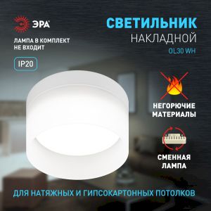 Светильник настенно-потолочный спот ЭРА OL30 WH GX53 белый