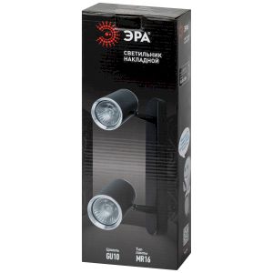 Светильник настенно-потолочный спот ЭРА OL35-2 BK MR16 GU10 IP20 черный хром