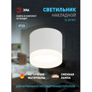 Светильник настенно-потолочный спот ЭРА OL38 WH под GX53 IP20 белый