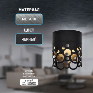 Светильник настенно-потолочный спот ЭРА OL49 BK GX53 IP20 черный