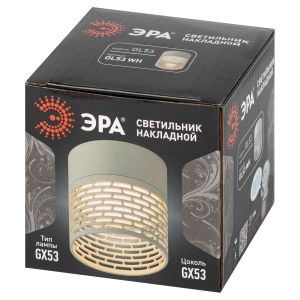 Светильник настенно-потолочный спот ЭРА OL53 WH под лампу GX53 белый IP20